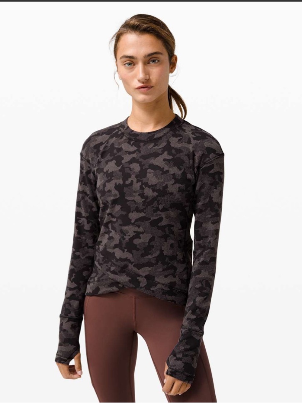 Lululemon Close to Crossing Long Sleeve Rulu Camo Athletic Top Athleisure Run